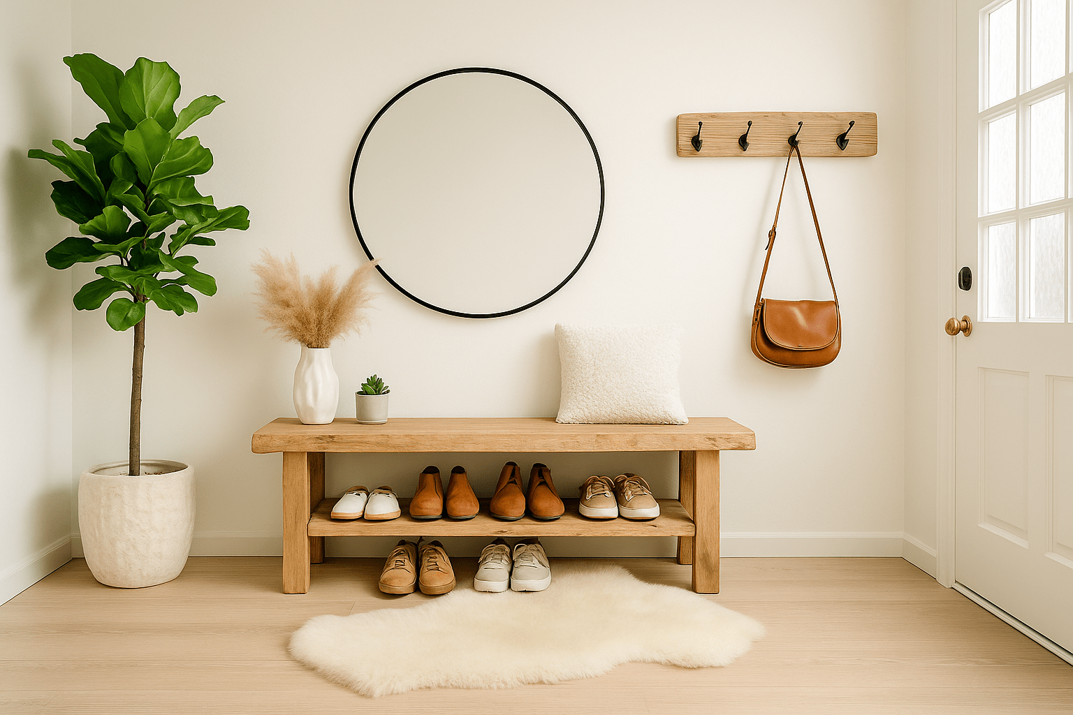 Banc à chaussures en bois massif sur mesure